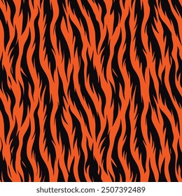 Bold Tiger Stripe Seamless Pattern with Dynamic Black and Orange Stripes