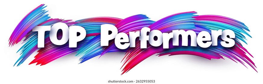 Bold Top Performers text on vibrant streaks, symbolizing leading crypto assets. Vector illustration.
