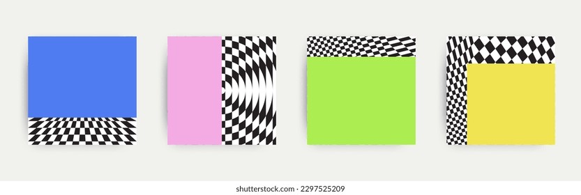 Bold Transitions for Posters, flyers, clothes, social media. Y2k aesthetic, Retro Psychedelic, Groovy, hippie, 70s backgrounds. Chess board pattern.