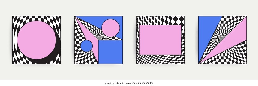 Bold Transitions for Posters, flyers, clothes, social media. Y2k aesthetic, Retro Psychedelic, Groovy, hippie, 70s backgrounds. Chess board pattern.