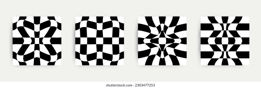 Transiciones audaces para afiches, volantes, ropa, medios sociales. Textura vectorial torcida y distorsionada, estética Y2k, retropsicodélica, Groovy, hippie, fondos de los años 70. Olas, torbellino, torrente.