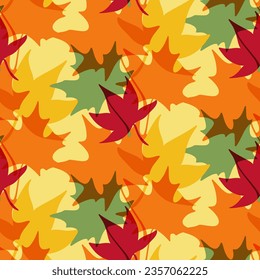 Bold transparent maple leaves seamless pattern. Flat vector minimalistic design. Hand drawn silhouette bright autumn leaves. Perfect for decoration, textile, wrapping paper, background, banner