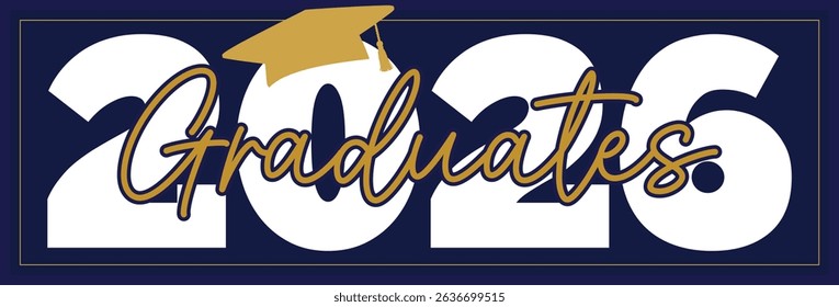 Bold and Trendy Class of 2026 Graduates Vector Illustration	