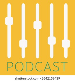 Bold and trendy podcast cover template with dynamic audio graphics wave patterns. Ideal for music shows, interviews and blog streaming content.