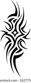 Bold Tribal Tattoo Design, Abstract Black Ink Body Art Symbol.
