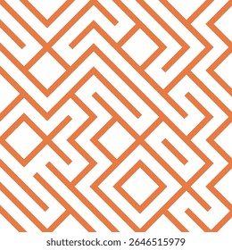 A bold, tribal-inspired geometric pattern featuring angular zigzags and diamond shapes in a vibrant orange hue. Ideal for fabric, wallpaper, and digital backdrops.