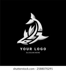 A bold tribal-style shark logo with sleek, geometric strokes, ideal for sports, gaming, or marine-related branding. Perfect for modern, aggressive, and dynamic designs.