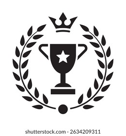 Bold Trophy Cup with Smaller Trophy and Laurel Graphic. Sports Award Design