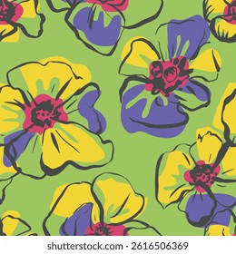 Bold Tropical Floral Seamless Pattern for Textile Print and Fabric for fashionable dress print