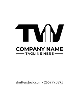 Design do logotipo da TVN arrojado com elemento de ponte arquitetônica em preto-e-branco para a marca da empresa