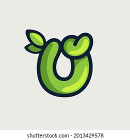 Bold twisted eco-friendly letter O logo, hand-drawn by a marker. Green vector font is perfect for your Botanics project, zero waste infographic, or nature's style poster.