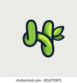 Audaz logotipo torcido ecológico número cuatro, dibujado a mano por un marcador. El tipo de letra vectorial verde es perfecto para tu proyecto botánico, infografía de basura cero o afiche de estilo de la naturaleza.