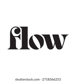 Bold typographic design featuring the word flow in black and white