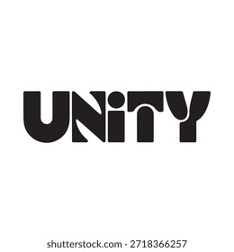 Bold typographic design featuring the word unity in a striking black color