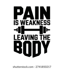 Bold typographic design with motivational message about pain strength and physical exertion