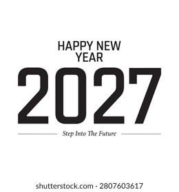 Bold typography of 2027 with new year message on white background