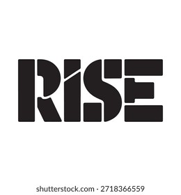 Diseño de tipografía atrevido con la palabra rise en un llamativo estilo negro