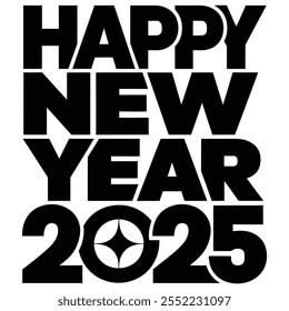 Bold Typography 'Happy New Year 2025' Minimalist Design
