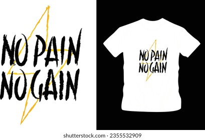 Bold typography with phrases like No Pain, No Gain, gym motivation t-shirt design editable template