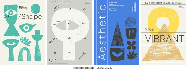 Bold typography poster featuring minimalist shapes with a Brutalist style. Ideal for festival or exhibition posters, retro media banners, and more.