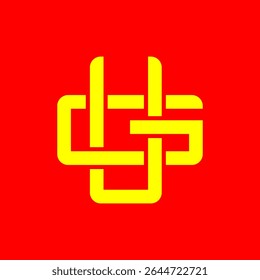 Símbolo de monografia em negrito UG em amarelo sobre fundo vermelho - moderno design de logotipo abstrato