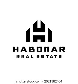 Bold and unique logo about the letter H and real estate.
EPS 10, Vector.