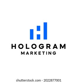 Bold and unique logo about the letter H in negative areas and marketing graphics.
EPS 10, Vector.