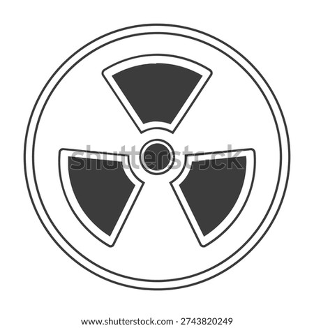 A bold and universally recognized radiation symbol featuring three distinct triangular segments converging toward a central dot on a clean white circular background for safety awareness and hazard