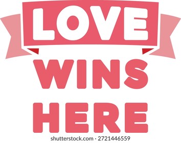 Un diseño de camiseta atrevido y edificante con la frase “El amor gana aquí”. Creado para el uso diario, este diseño promueve la positividad, la amabilidad y la unidad, lo que lo hace perfecto para trajes casuales, regalos y ropa de declaración.