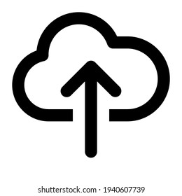 fettgedrucktes Upload-Symbol auf weißem Hintergrund
