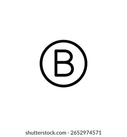 Uma letra maiúscula em negrito 'B' em estilo sans-serif perfeitamente centrada dentro de um círculo com contorno.