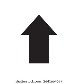Bold upward arrow icon. Minimal up arrow vector for uploads, growth, or UI elements.