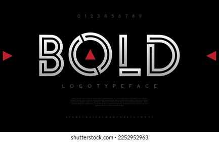 Bold urban sans serif alphabet font. Logo branding typeface typography