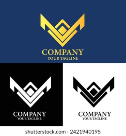 Bold V logo on contrasting blue, black and white backdrops.