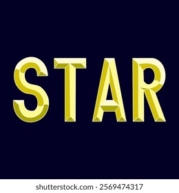 A bold vector design featuring the word "STAR" in gold against a dark background, evoking a sense of elegance and celestial beauty. Ideal for branding, logos, posters, and decorative purposes.