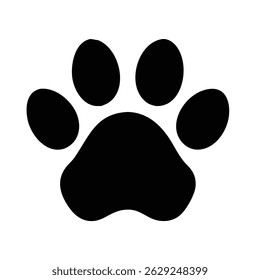 bold vector of dog paw, black silhouette, animal footprint, simple iconic shape, minimalist design, graphic illustration, vector art