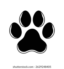 bold vector of dog paw, black silhouette, animal footprint, simple iconic shape, minimalist design, graphic illustration, vector art