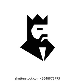A bold vector illustration of a crowned king, representing royalty, leadership, or authority.