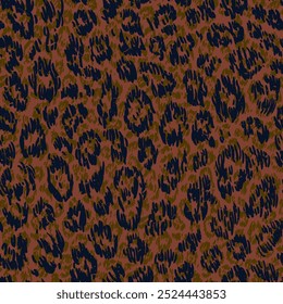 A bold vector illustration featuring a dark leopard print pattern with rich brown and black tones. Ideal for use in fashion, home decor, and graphic design projects.