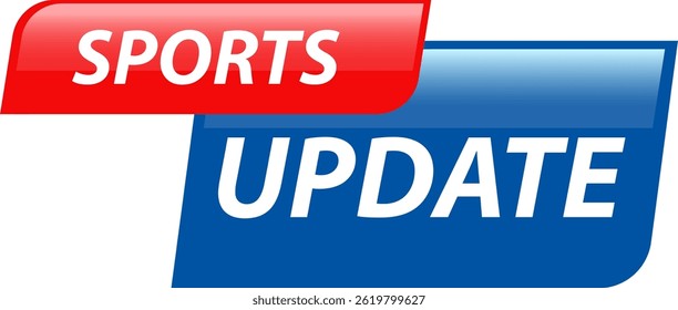 Bold vector illustration featuring a modern sports update banner with vibrant red and blue colors, ideal for media use