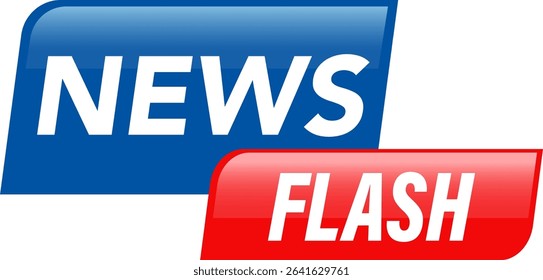 Bold vector illustration featuring 'News Flash' text in vibrant blue and red, ideal for media and communication themes