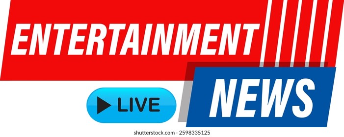 Bold vector illustration featuring a vibrant entertainment news banner with live streaming elements and modern typography