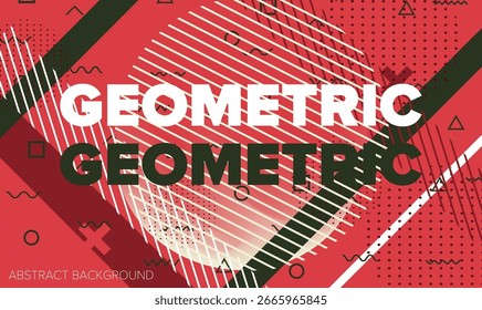 Ilustración vectorial atrevida en un estilo geométrico moderno. Diseño Abstractas, con colores rojo, negro y blanco con líneas, círculos, triángulos y varias Formas geométricas en capas.