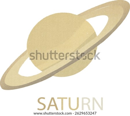 Bold vector illustration of Saturn, the iconic ringed planet. Designed with elegant curves and cosmic colors ideal for space art, science media, and educational projects