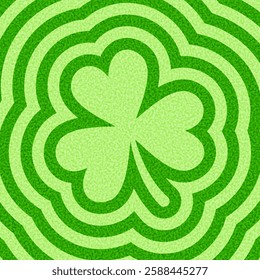 A bold vector illustration of a shamrock with a dynamic green ripple pattern, symbolizing luck, Irish heritage, and St. Patrick’s Day.