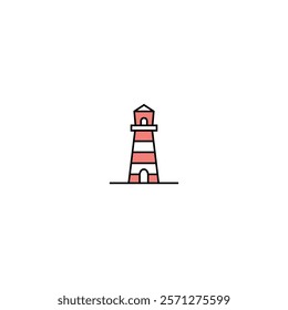 A bold vector lighthouse icon, ideal for navigation apps, coastal branding, maritime visuals, and guidance-themed creative projects.