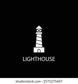 A bold vector lighthouse icon, ideal for navigation apps, coastal branding, maritime visuals, and guidance-themed creative projects.