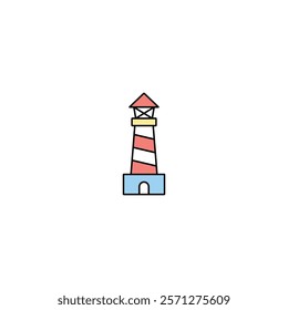 A bold vector lighthouse icon, ideal for navigation apps, coastal branding, maritime visuals, and guidance-themed creative projects.