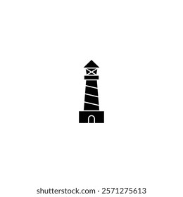 A bold vector lighthouse icon, ideal for navigation apps, coastal branding, maritime visuals, and guidance-themed creative projects.