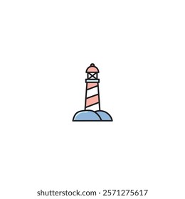 A bold vector lighthouse icon, ideal for navigation apps, coastal branding, maritime visuals, and guidance-themed creative projects.